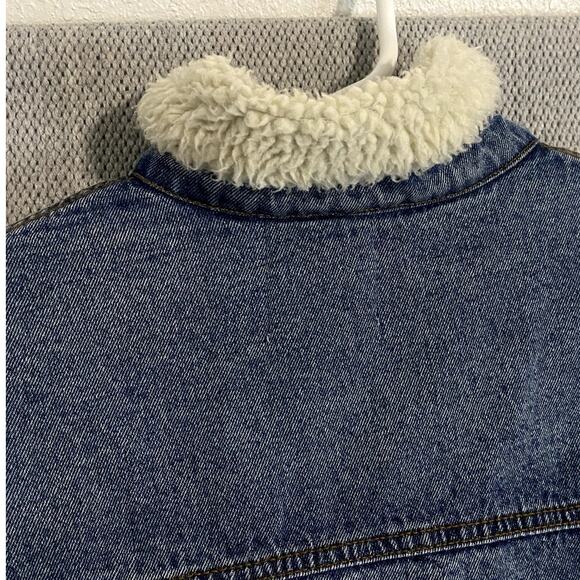 tgla Jean Denim Jacket Womens Large Blue Sherpa Lined Trucker Collar Casual - Picture 11 of 14